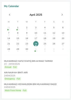 mycalendar – mesraHR My Calendar mesraHR